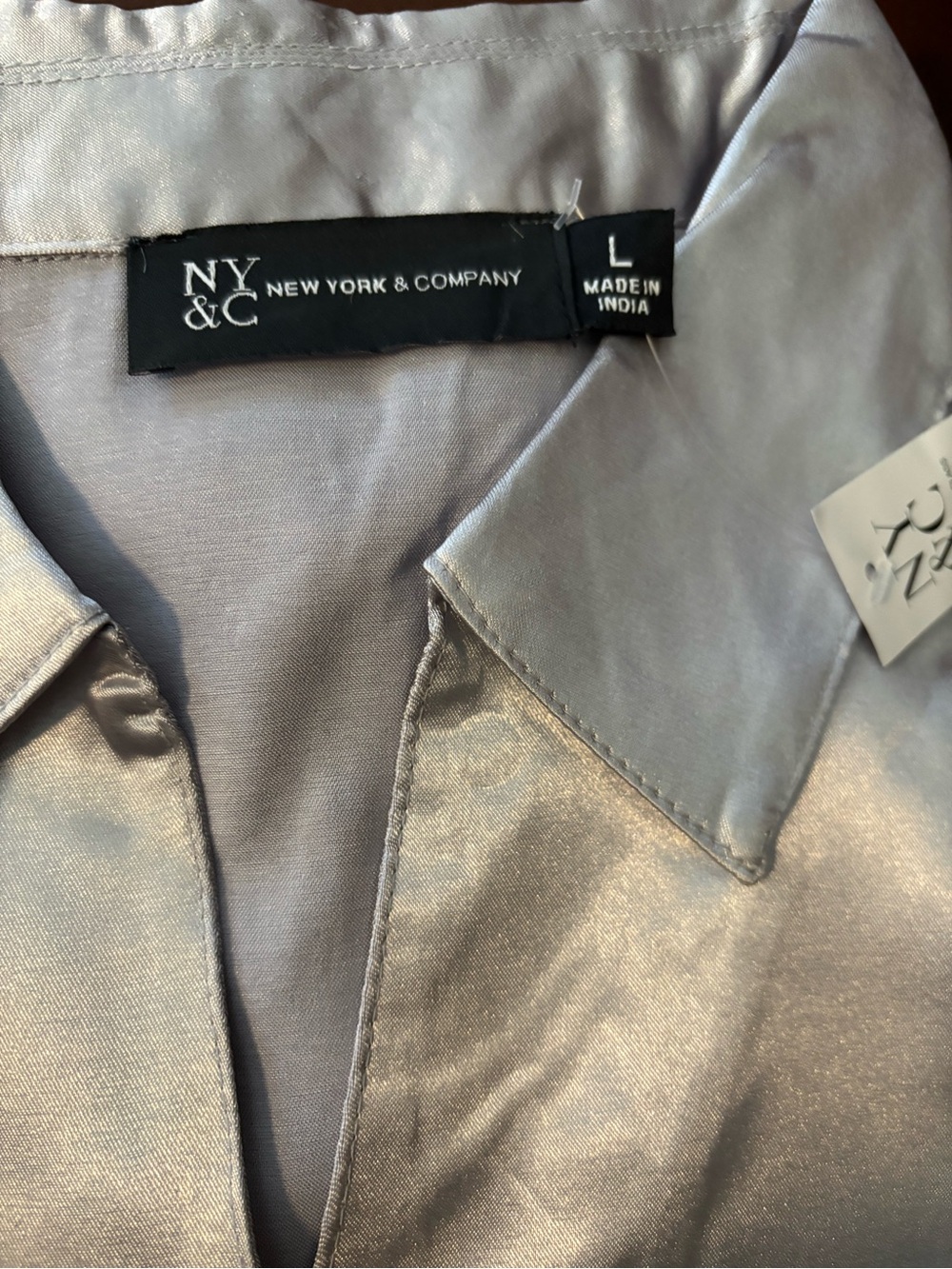 New York & Company Silver Button Down Blouse - Picture 7 of 8